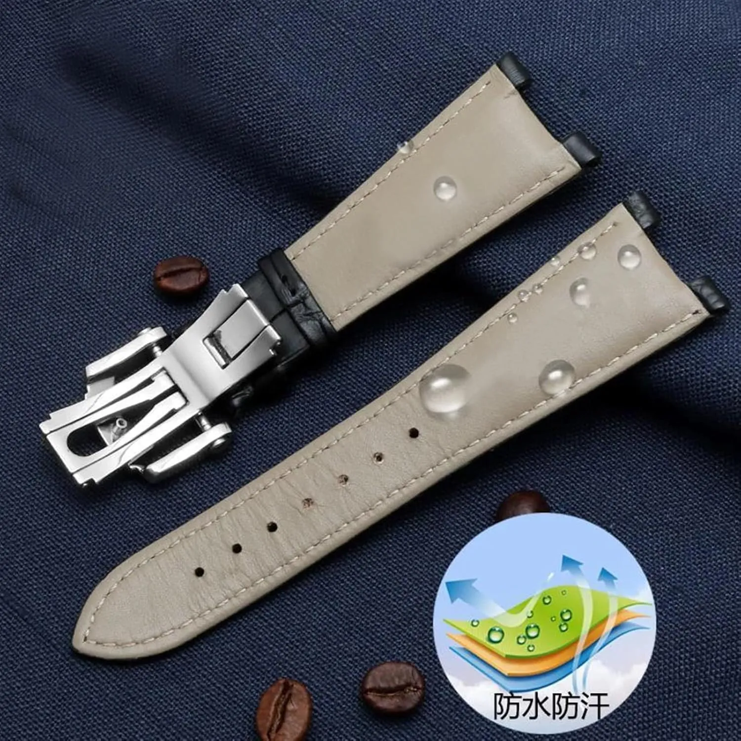 XMKT Genuine Leather Watch Band Fit For Patek Philippe 5711 5712G Nautilus Brown Black Blue Soft Cowhide Watch Straps 25mmX13mm