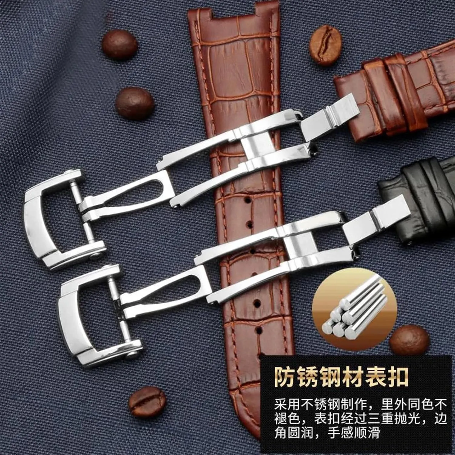 XMKT Genuine Leather Watch Band Fit For Patek Philippe 5711 5712G Nautilus Brown Black Blue Soft Cowhide Watch Straps 25mmX13mm