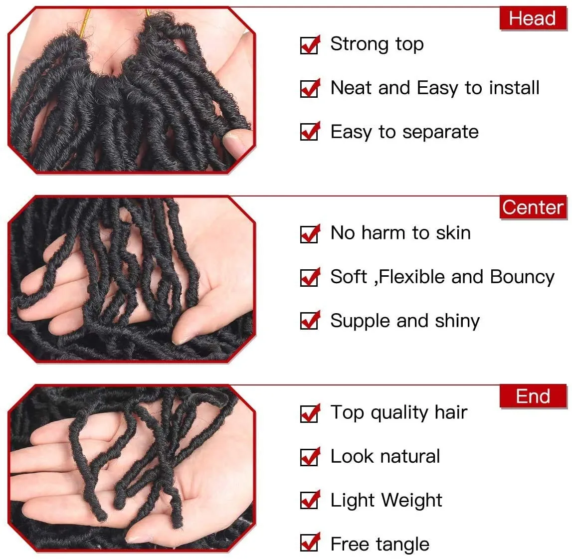 Xtrend 7 Packs New Faux Locks Crochet Braids 24 Inch Soft Locs Crochet Hair Extend Synthetic Dreadlocs Hair 18 Strand/Pack Soft Goddess Curly Wavy Locs Hair for Women 1B#