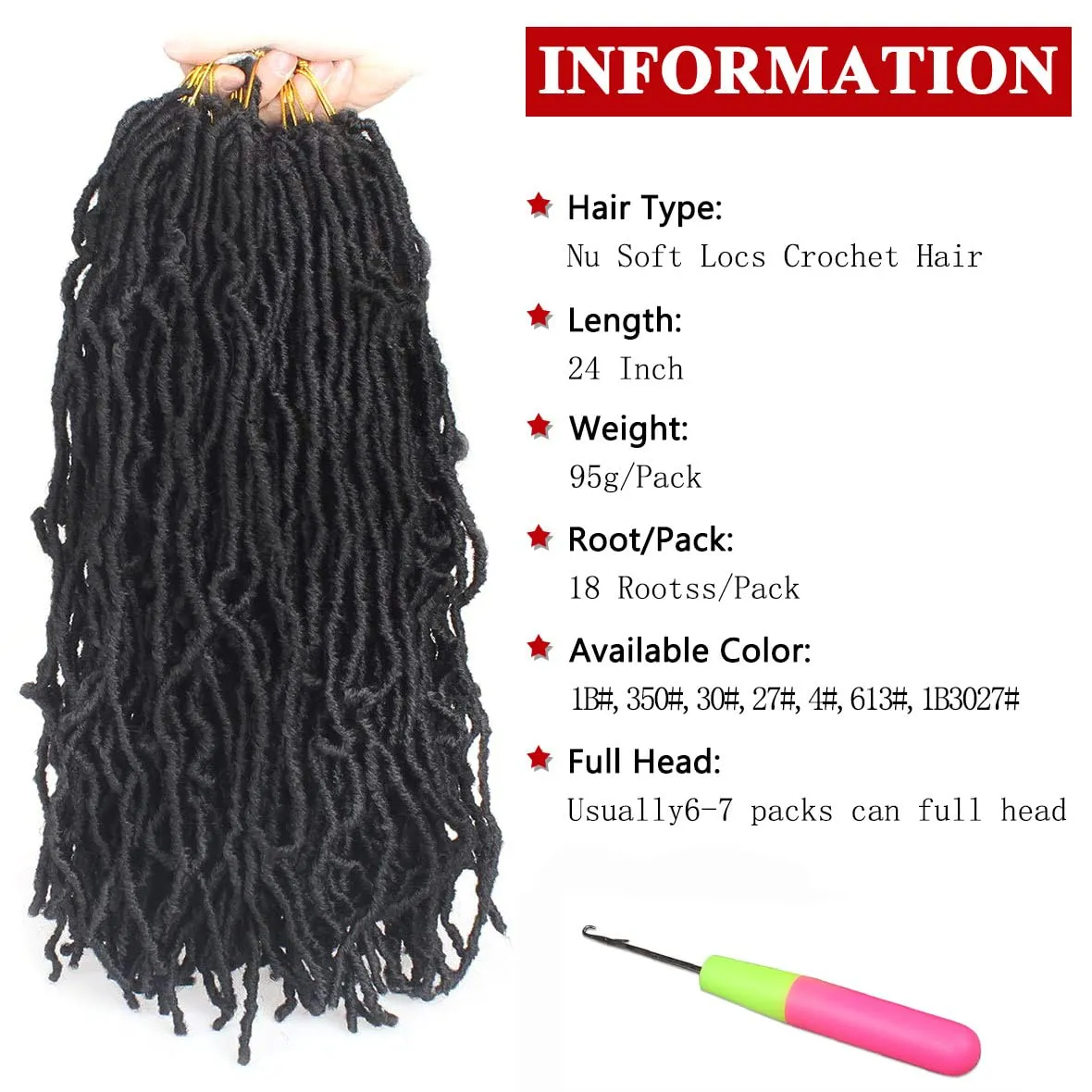Xtrend 7 Packs New Faux Locks Crochet Braids 24 Inch Soft Locs Crochet Hair Extend Synthetic Dreadlocs Hair 18 Strand/Pack Soft Goddess Curly Wavy Locs Hair for Women 1B#