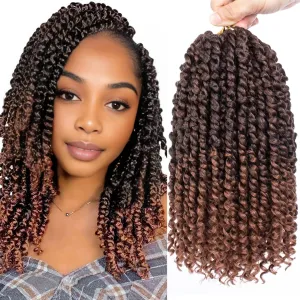 Xtrend 8 Packs Pre Twisted Passion Twist Crochet Hair 12 Inch Natural Pre-looped Passion Twist Crochet Braids Hair For Women Bohemian Synthetic Passion Braiding Hair Extension (8packs, T30#)