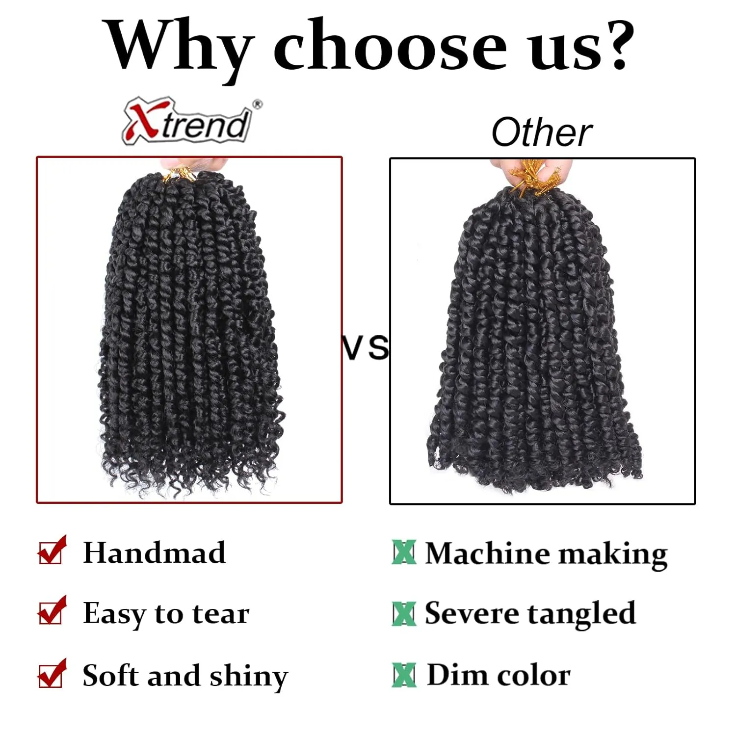 Xtrend 8 Packs Pre-twisted Passion Twist Crochet Hair 14 Inch Natural Pre-looped Crochet Braids Hair For Women Bohemian Synthetic Passion Braiding Hair Extension (8packs, T27#)