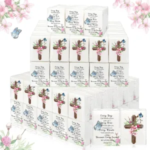 Yinder 100 Pack Christian Pocket Tissues Bulk Bible Travel Size Cube Boxes Size Individual Mini Facial 3 Ply Tissues Packs for Funeral Wedding Graduation Party Daily Use(100 Packs,Classic)