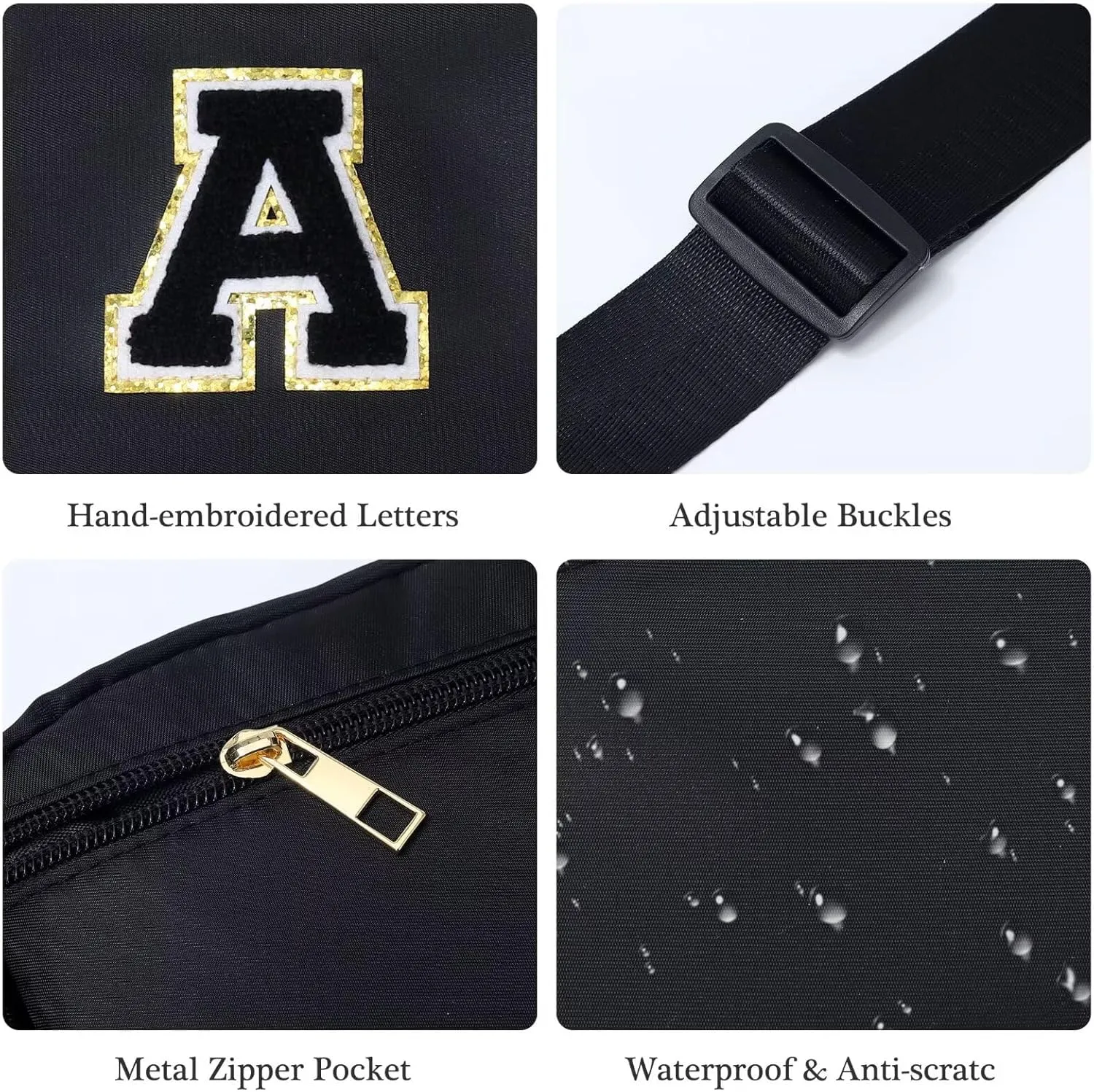 YOOLIFE Graduation Gifts for Boys - 4 5 6 7 8 9 Year Old Boy Birthday Gift, Fathers Gifts for Son, Black Initial Crossbody Bag Belt Bag C, Small