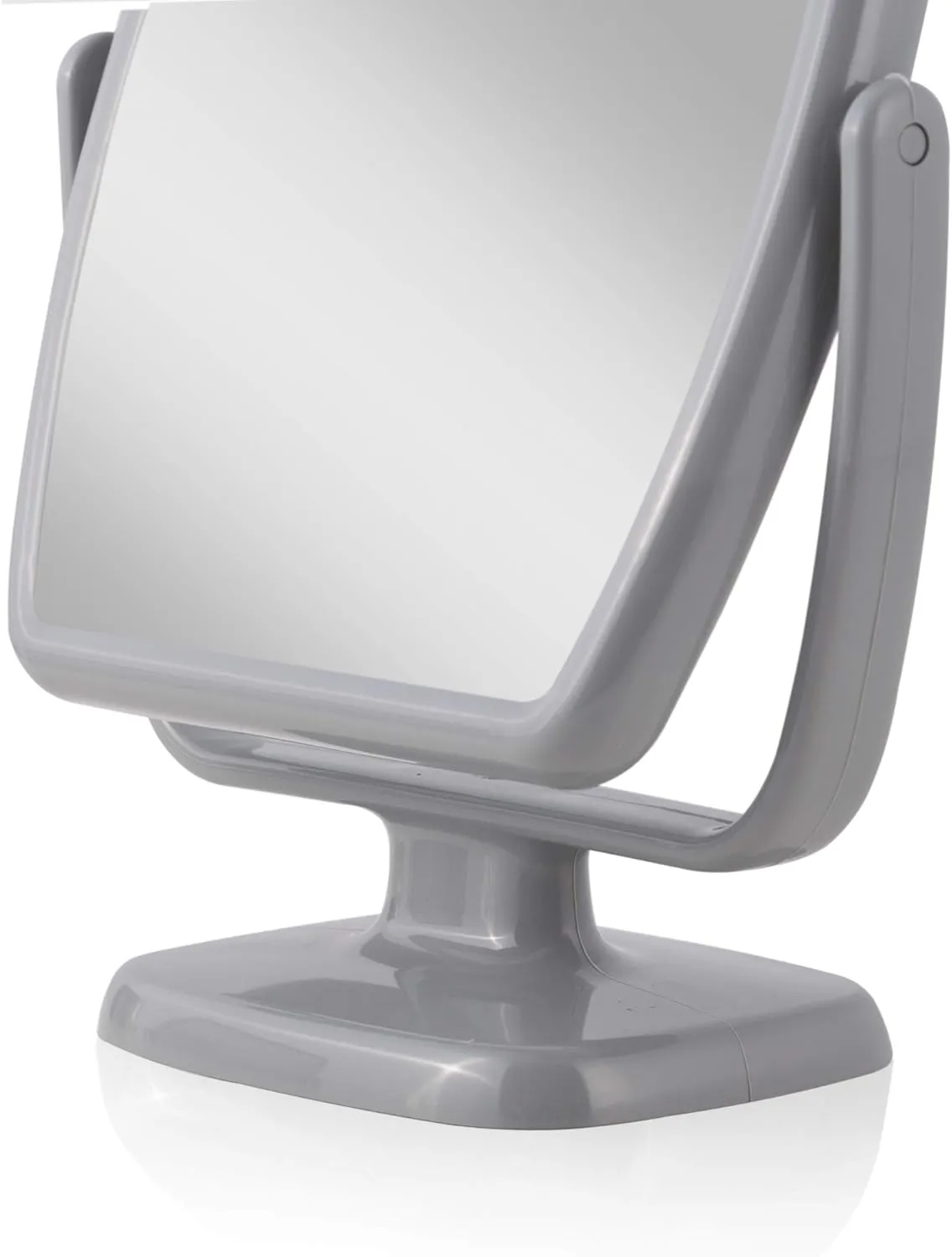 Zadro GEO Vanity Mirror, Two Side Geometric Shaped Optical Glass Beauty Mirrors, 5x & 1x Magnification, Modern Style Counter Top Acrylic Base Frame (5X/1X, Gray)