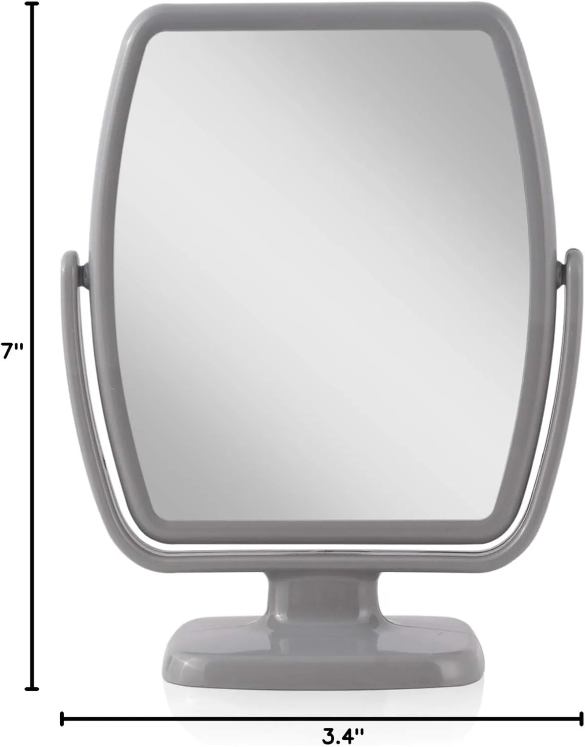 Zadro GEO Vanity Mirror, Two Side Geometric Shaped Optical Glass Beauty Mirrors, 5x & 1x Magnification, Modern Style Counter Top Acrylic Base Frame (5X/1X, Gray)