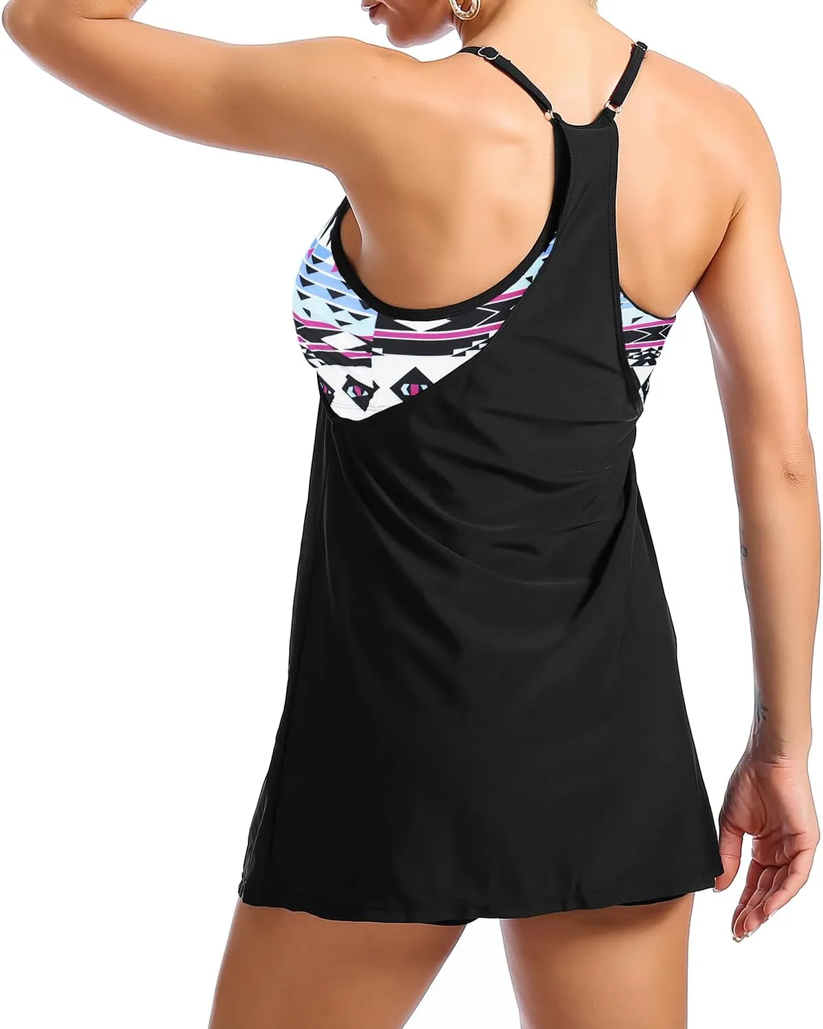 Zando Tankini Swimsuits for Women 2024 Athletic Two Piece Bathing Suit Sporty Swimwear Long Torso Swim Top with Boyshorts