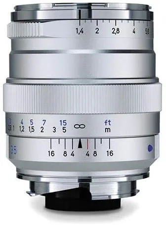 ZEISS Ikon Distagon T* ZM 1.4/35 Wide-Angle Camera Lens for Leica ZM-Mount Rangefinder Cameras, Silver