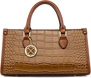 ZiMing Rectangle Handbags for Women Top-Handle Handbag Crocodile Pattern Leather Purse Satchel Long Tote Bags Shoulder Bag
