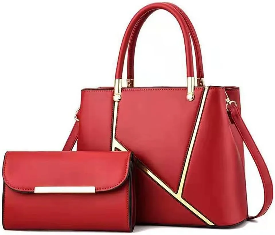 ZiMing® Women Handbag Geometric Tote Bag Long Wallet Shoulder Bag Top Handle Handbag Purse 2 Pcs Set