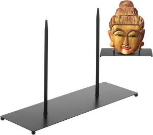 Zonon Black Metal Base with Rod for Sculptures Mask Stand Artifact Statue Statuette African Mask Egyptian Greek Statue Display Removable Stand 12" x 4" Pin 8" for Collections