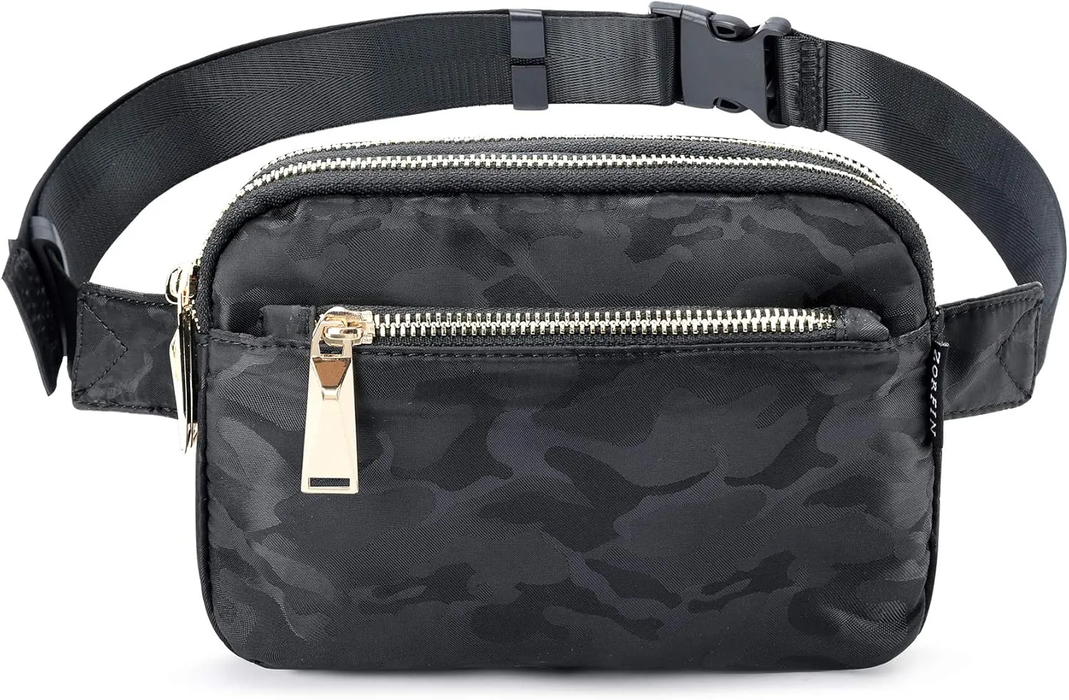 ZORFIN Fanny Packs for Women Men: Crossbody Belt Bag with Adjustable Strap - Fashion Waist Packs for Workout Running Traveling Hiking Camo Black