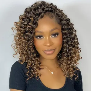 ZRQ 8 Packs GoGo Curl Crochet Hair 10 Inch Short Curly Crochet Hair T27 Natural Hairstyles Ombre Beach Curl Water Wave Deep Twist Crochet Braids Synthetic Hair Extensions(10 Inch, T27)