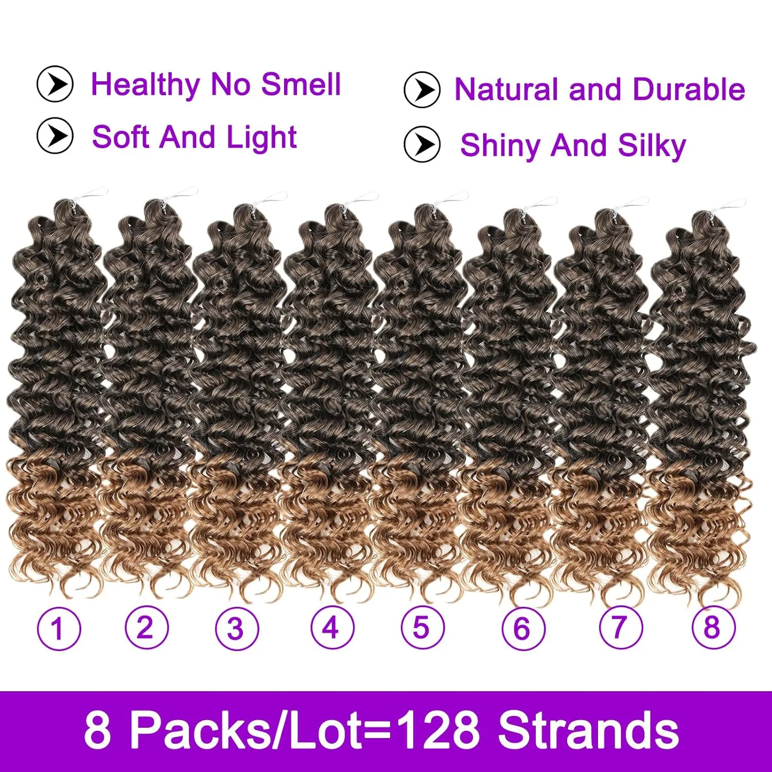 ZRQ 8 Packs GoGo Curl Crochet Hair 10 Inch Short Curly Crochet Hair T27 Natural Hairstyles Ombre Beach Curl Water Wave Deep Twist Crochet Braids Synthetic Hair Extensions(10 Inch, T27)