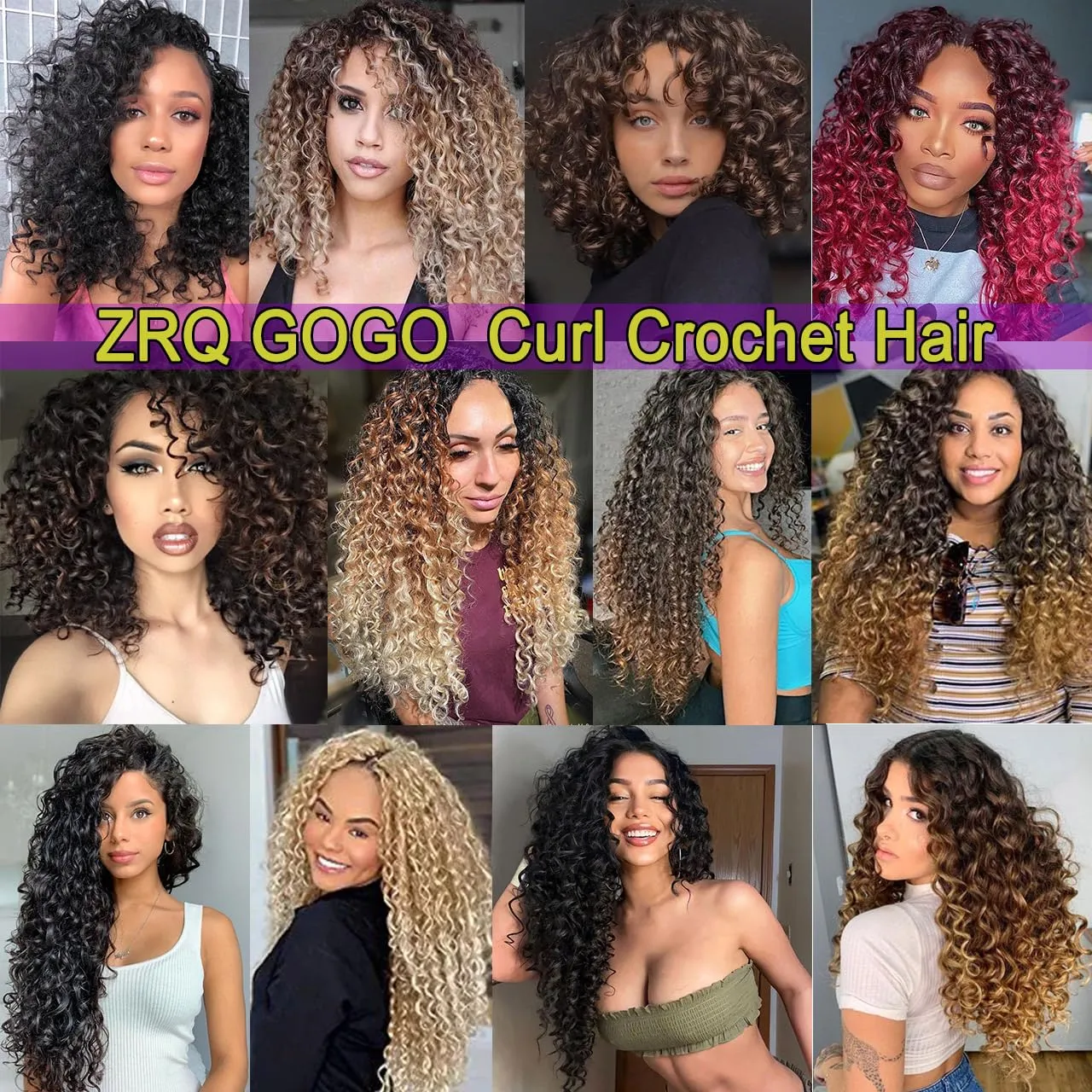 ZRQ 8 Packs GoGo Curl Crochet Hair 10 Inch Short Curly Crochet Hair T27 Natural Hairstyles Ombre Beach Curl Water Wave Deep Twist Crochet Braids Synthetic Hair Extensions(10 Inch, T27)