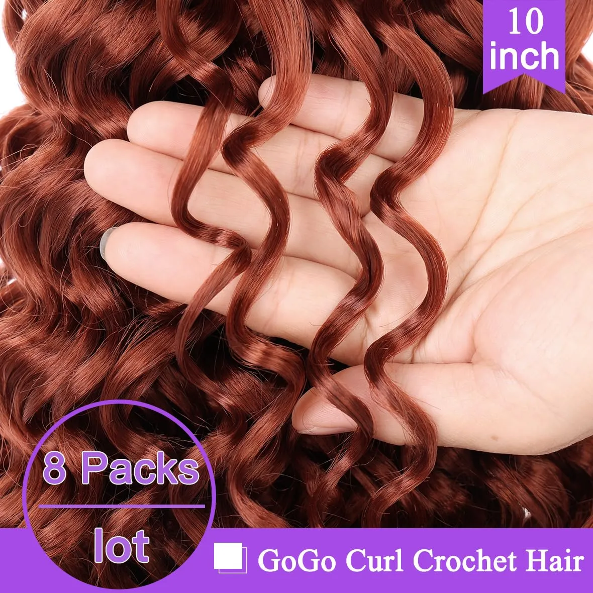 ZRQ Ginger GoGo Curl Synthetic Water Wave Crochet Hair - 10 Inch, 350, Deep Twist, Beach Curl