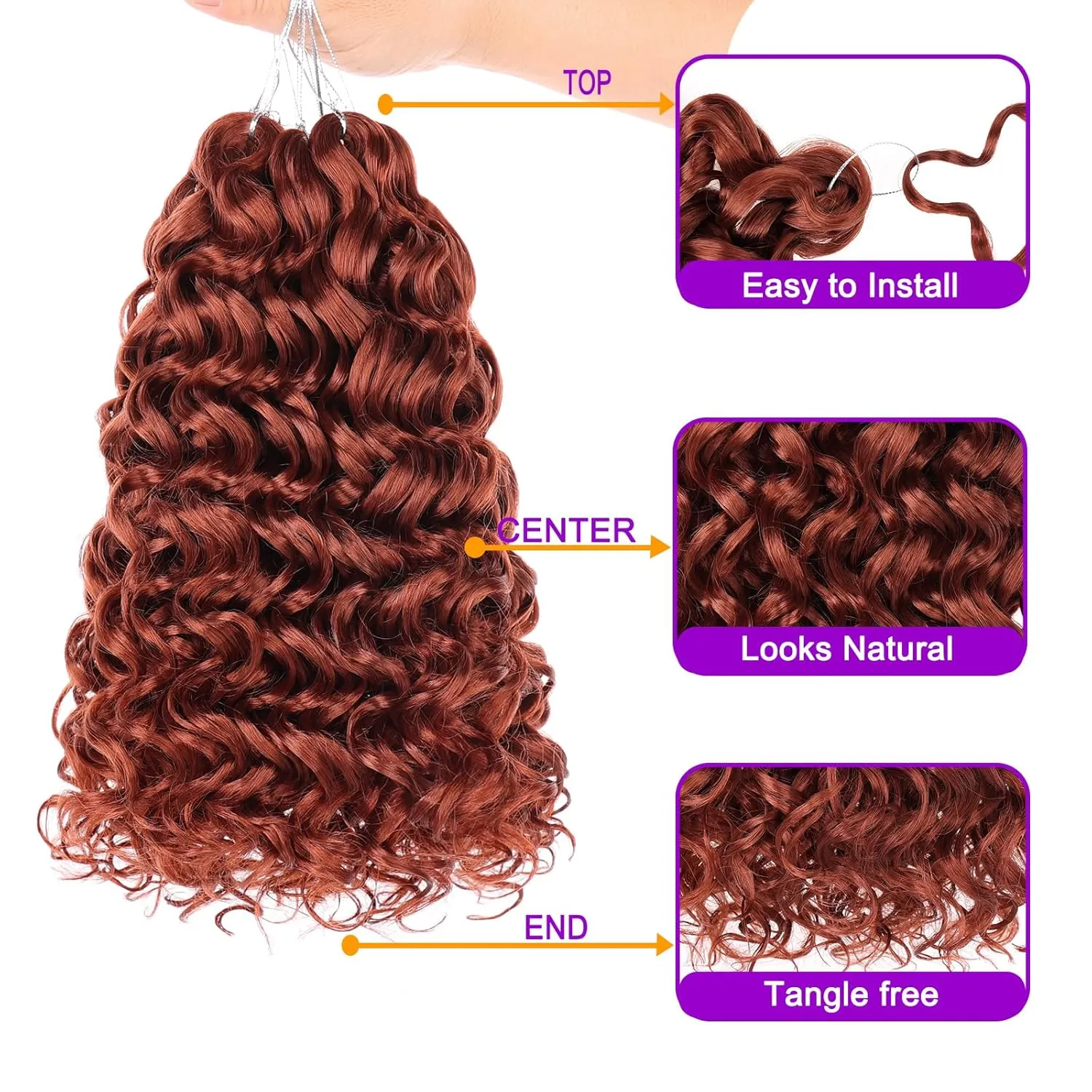 ZRQ Ginger GoGo Curl Synthetic Water Wave Crochet Hair - 10 Inch, 350, Deep Twist, Beach Curl