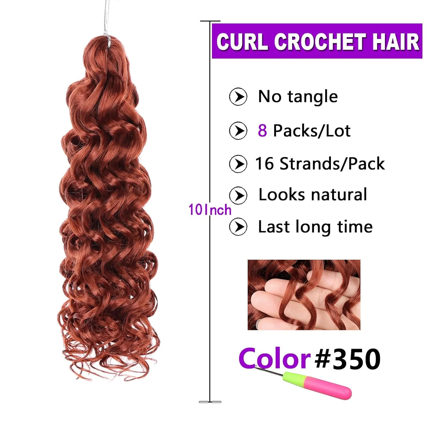 ZRQ Ginger GoGo Curl Synthetic Water Wave Crochet Hair - 10 Inch, 350, Deep Twist, Beach Curl