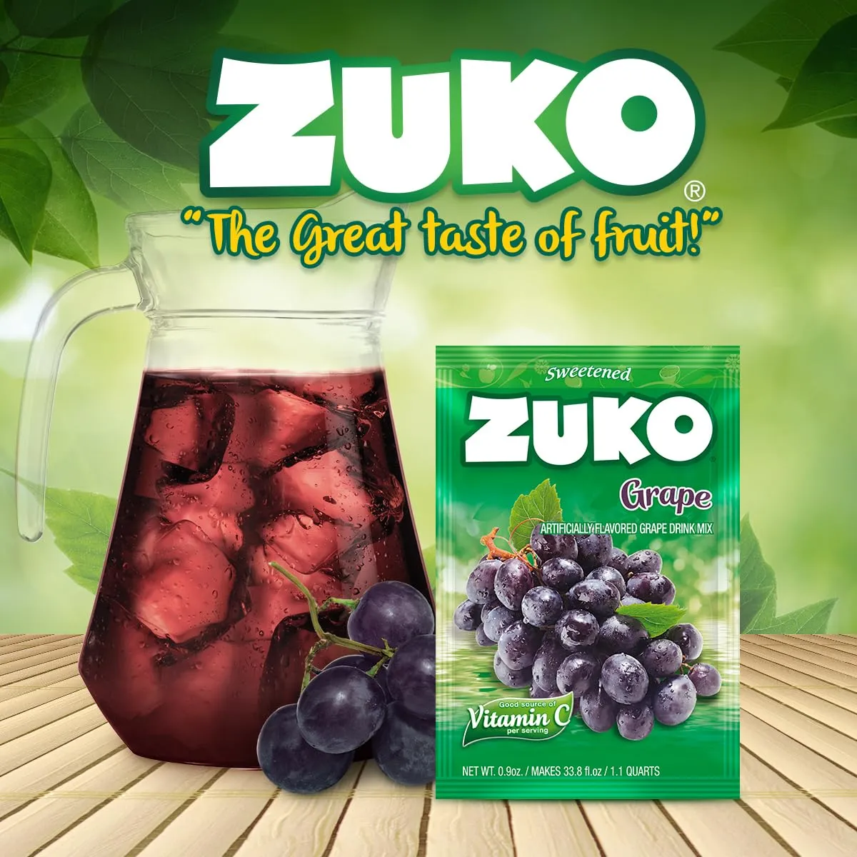 Zuko Grape, On the Go Powder Drink Mix, 2 Packs of 24 single Servings (0.9 oz each) - 48 Total